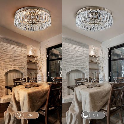 Bestier Antique Silver Semi Flush Mount Chandelier Lighting for Dining Room, 4 E12 Bulbs Required, D14in x H8in