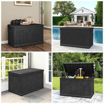 Skepphlay 230 Gallon Deck Box Extra Large, Outdoor Storage Box Lockable, Patio Storage Box Waterproof and UV Resistant, 1000lbs Load Capacity for Garden, Patio, Pool (Black)