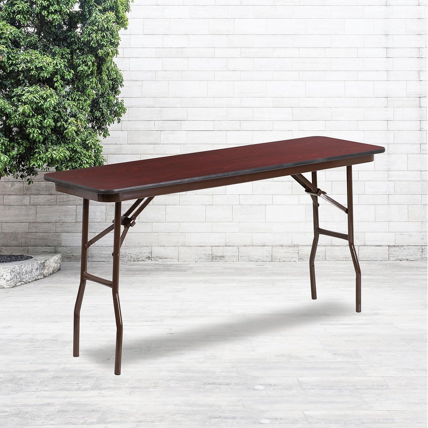 Flash Furniture Frankie Commercial Grade 5-Foot Mahogany Melamine Laminate Folding Training Table