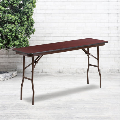 Flash Furniture Frankie Commercial Grade 5-Foot Mahogany Melamine Laminate Folding Training Table