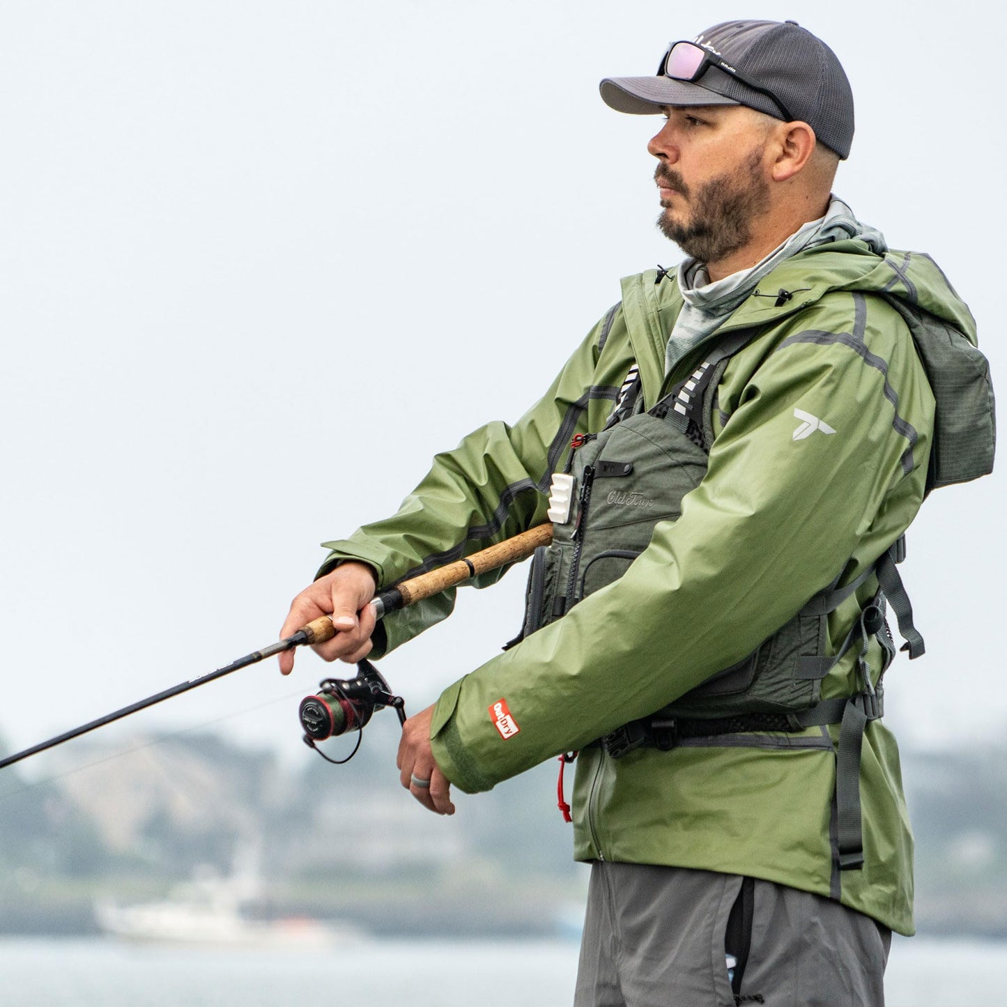 Old Town Lure Angler II Men's Front-Zip Life Jacket, L/XL, Moss
