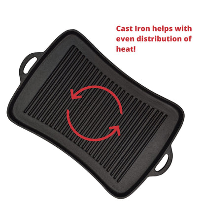 Jim Beam Cast Iron Fajita Pan with Wooden Trivet, Pre-Seasoned Ideal for Barbecuing and Camping, Large, Black,JB0206 (Pack of 3)