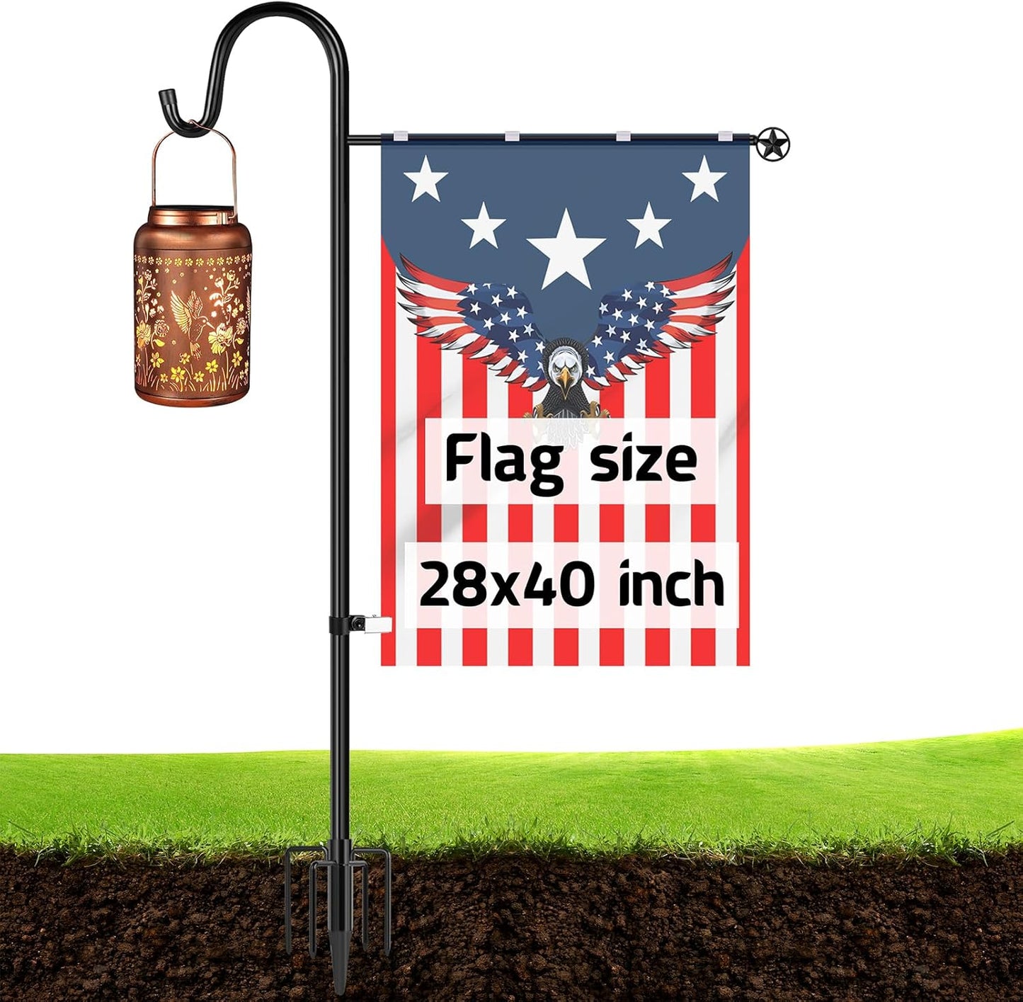 Ottsuls Heavy-Duty Garden Flag Stand - 60-Inch Sturdy Shepherd Hook for 28"x40" Flags
