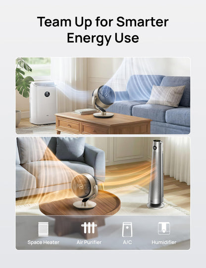 DREO 16''Height 20dB Quiet Smart Fans for Bedroom, DC Room Fan with Remote, 120°+120° Omni-Directional Oscillating Fan, 6 Modes, 9 Speeds, 12H Timer, Alexa/Google/WiFi/Voice Control, Gold