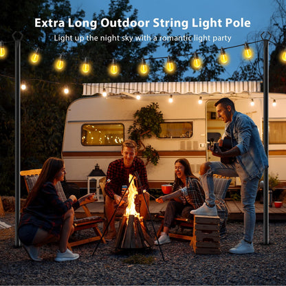 TQQVXX 10 Pack 10 FT String Light Poles,Metal with Fork Lights Poles for Outdoor String Light, Rustproof Heavy Duty for Outside Garden,Patio,Wedding,Backyard,Deck,Party