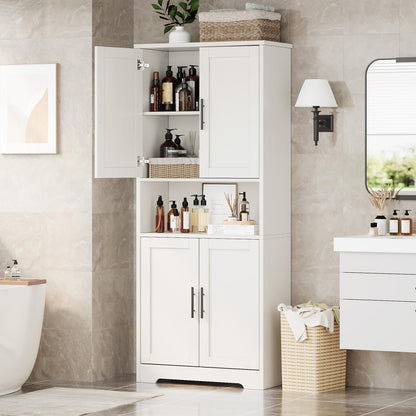 GarveeHome 70in Tall Kitchen Pantry Cabinet, Storage Cabinet with Doors and Adjustable Shelves, Freestanding Cupboard for Living Room, Dining Room, Bathroom, White