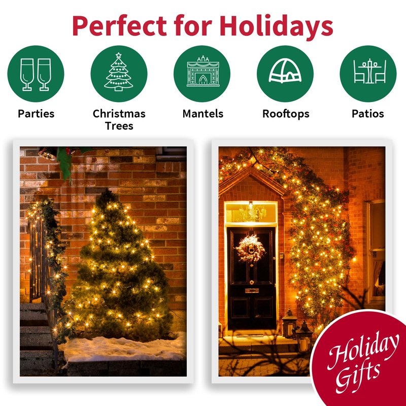 LAMPHOME Yellow Easter Lights 100 Count 19.6 Feet Incandescent Bulb Mini Golden String Lights for Indoor Christmas Tree Garland Birthday Wedding Party Festival Decoration, White Wire