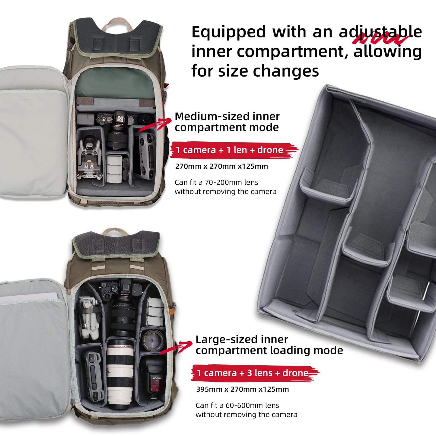 VSGO Pocket Ranger 35L Outdoor Photography Backpack & 5-in-1 Rechargeable Camping Lantern Set – Versatile Backpack and Multi-Function Lantern for Photography, Hiking, and Camping