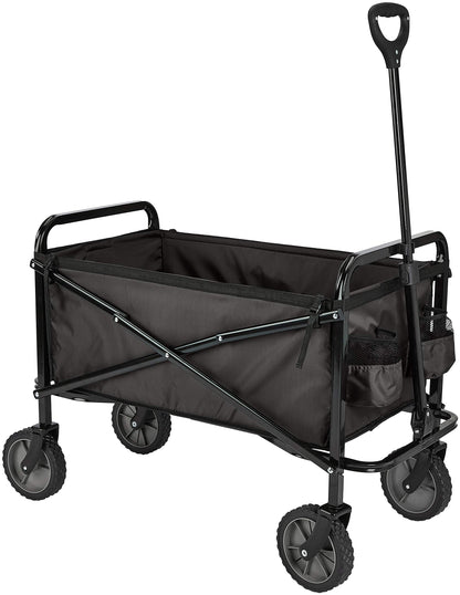 Amazon Basics Collapsible Heavy Duty Utility Wagon for Outdoor Sports, Camping, Garden, and Shopping, 265 Pounds Capacity, 27.6 x 40.9 x 20 inches, Black