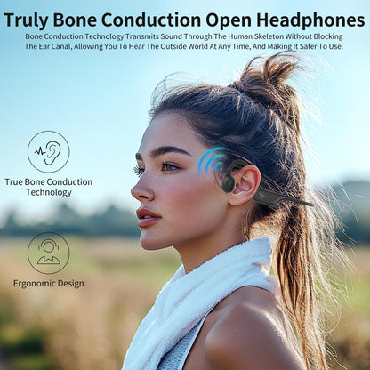 Open-Ear Bluetooth Bone Conduction Sport Headphones Sweat Resistant Wireless Earphones Open Ear Earbuds Wireless Bluetooth Headset with Mic for Fitness Workouts Running,Built-in Mic,with Hair Band