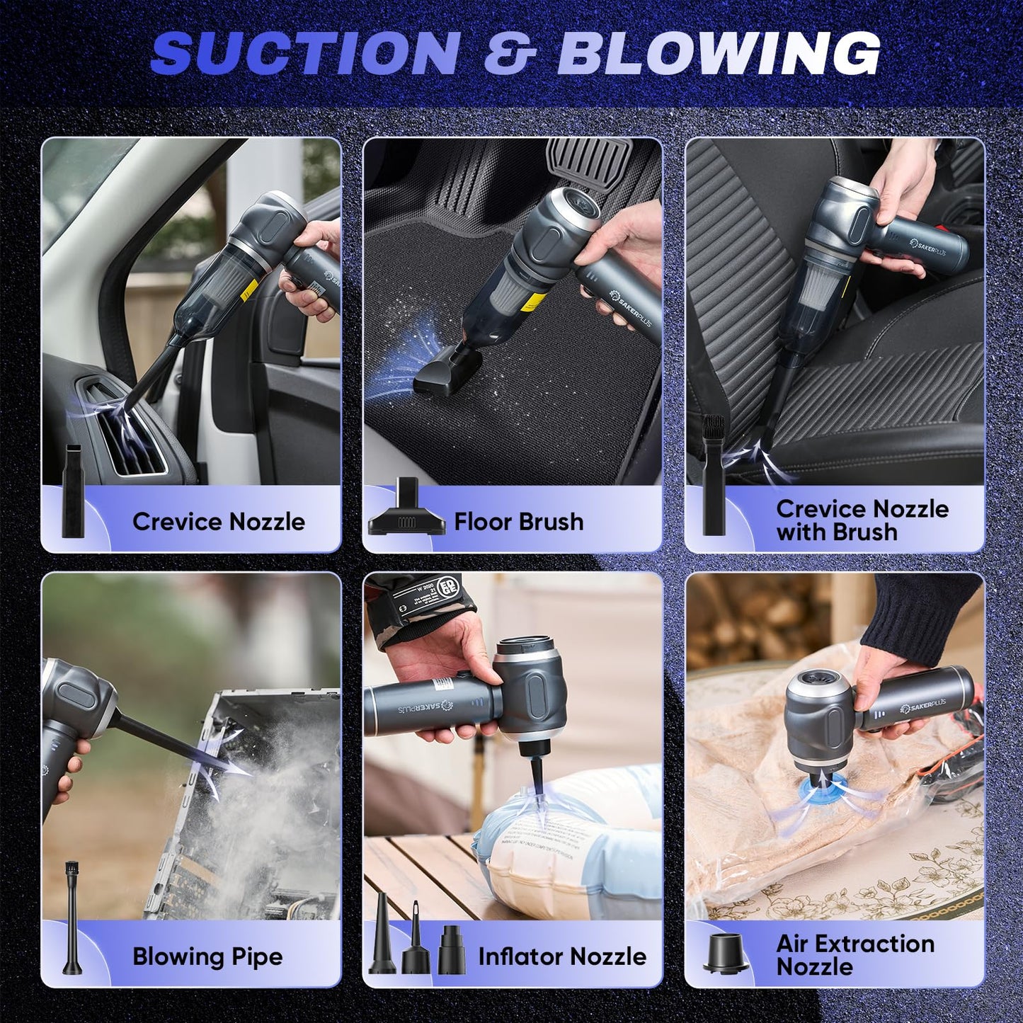 SakerPlus Telescopic Camping Lantern & Car Vacuum Portable