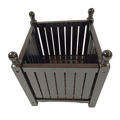 espidoo Square Wooden Planter Box: Solid Wood Outdoor Flower & Herb Pot - Decorative Garden Planter with Slatted Sides for Porch Patio & Deck - Easy Assembly Black Planter Box