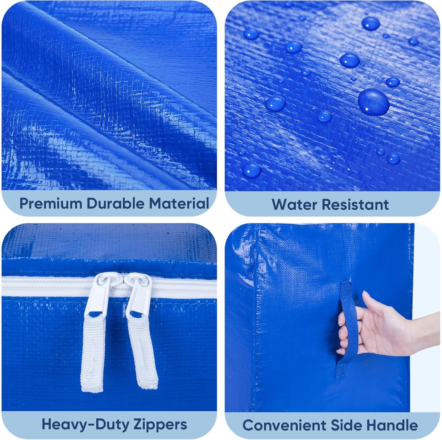 BALEINE Oversized Moving Bags - Heavy-Duty Storage Totes with Reinforced Handles | 6-Pack in Royal Blue