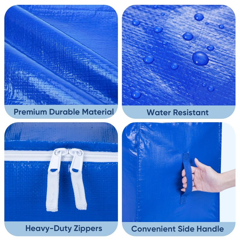 BALEINE 2-Pack Oversized Moving Bags with Reinforced Handles, Heavy-Duty Storage Tote for Clothes, Moving Supplies (Royal Blue, 2-Pack)