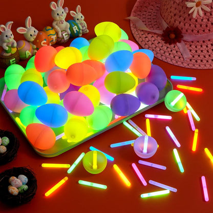 JOYIN 72 Pcs Easter Eggs with 72 Mini Glow Sticks for Kids Glow-In-The-Dark Basket Stuffers Fillers Gift, Easter Egg Hunt Game Party Favors Decorations Supplies, Classroom Prizes