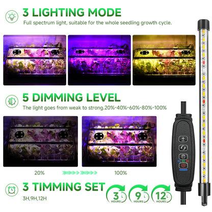 Seed Starter Tray, Seed Starter Kit with Grow Lights, Color Change Grow Lights for Seed Starting Kit, 3 Timming Set, Indoor Plant Growing Kit for Gardeners, Germination Trays Kits, Gardening Gifts