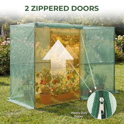 Aoodor 8x4x6 FT Crop Cage, Plant Protection Tent with Heavy Duty Steel Frame and Zippered Doors, Green Netting Cover for Garden, Lawn, Yard