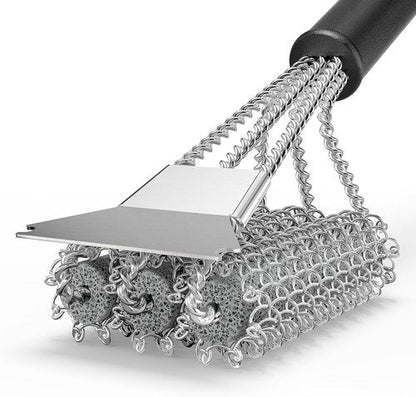 HOUSE AGAIN Grill Brush - Bristle-Free 304 Stainless Steel Head for Safe BBQ Cleaning | Perfect for Smoker & Porcelain Grills