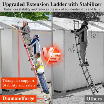 16.5 FT Telescoping Ladder - Collapsible Extension Ladder for RV, Compact Aluminum Extendable Ladder with Adjustable Height for House Roof & Travel Trailers, 330lbs Capacity