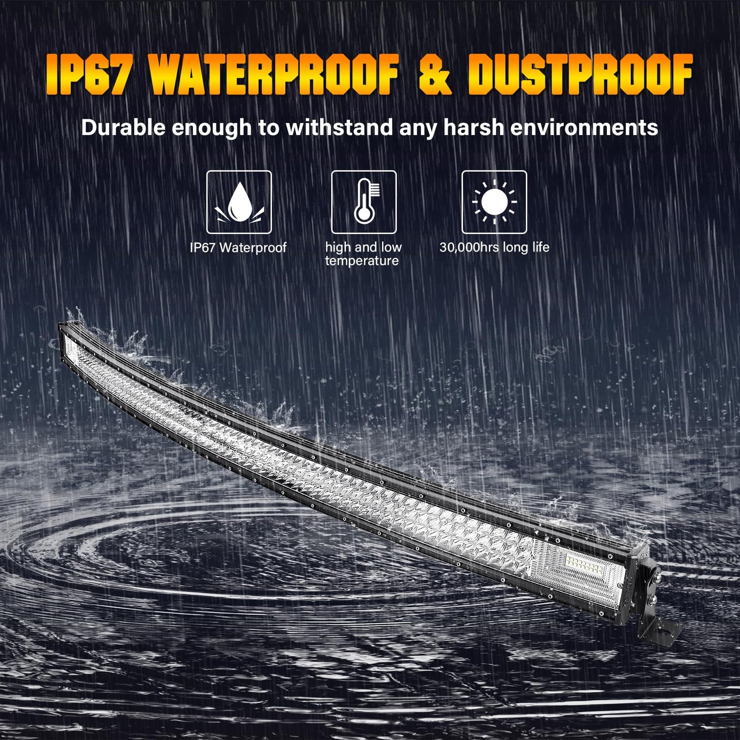 Willpower 52 inch Curved LED Light Bar with Remote Controller Wiring Harness,675W Triple Row Spot Flood Combo Beam,Strobe Flash Work Light Driving Lights,Waterproof Remote Controller On/Off Switch