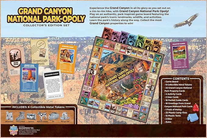 MasterPieces Opoly Board Games - Grand Canyon National Park Opoly - Officially Licensed Board Games for Adults Kids &amp Family