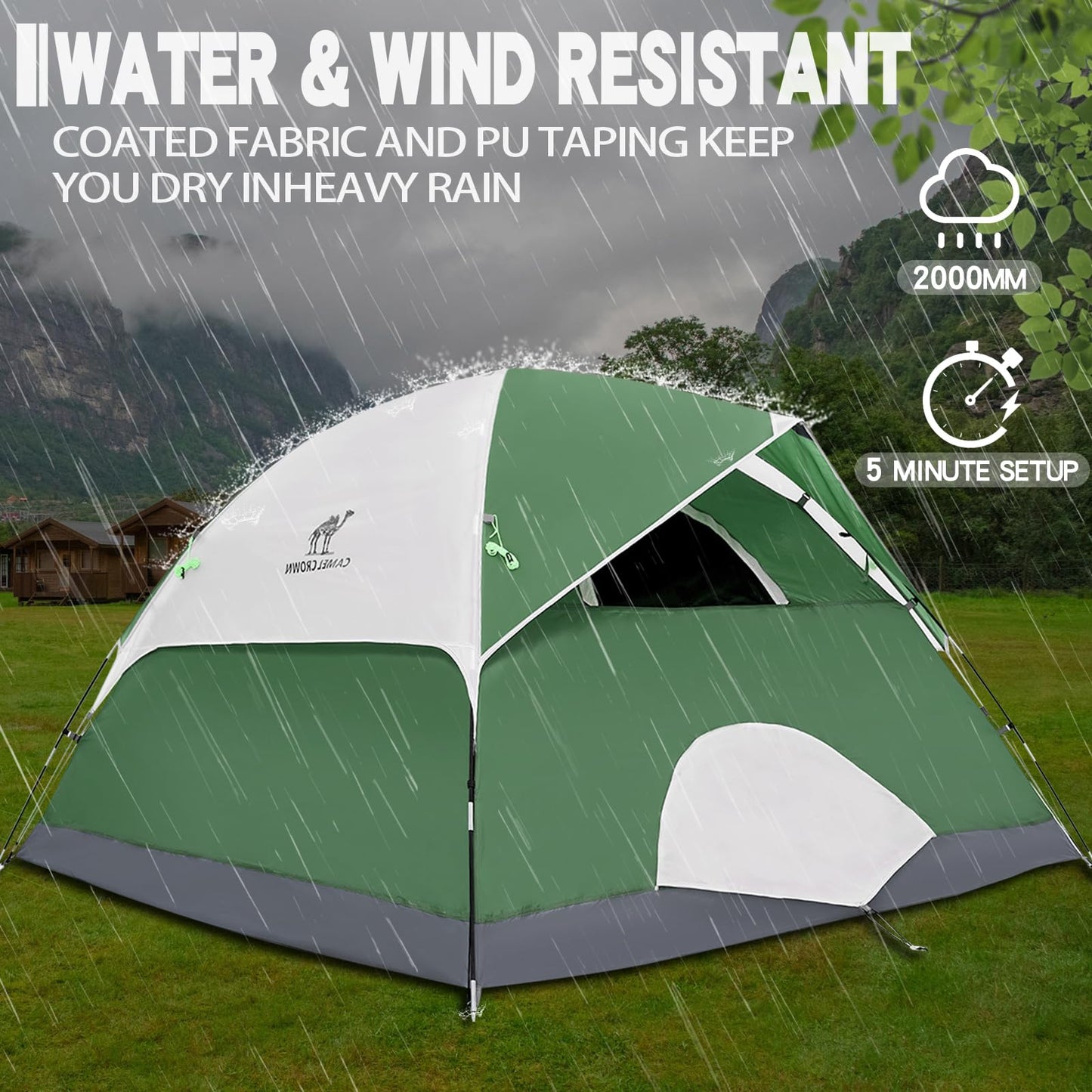 CAMEL CROWN 4/5/6 Person Camping Dome Tent with Removable Rain Fly Waterproof Family Tent Easy Set Up Lightweight Outdoor Tent for Camping Backpacking Hiking