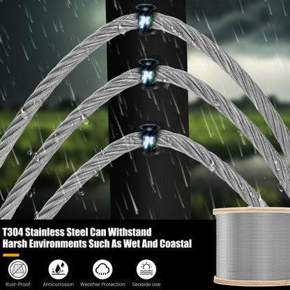 Thickened 3/16" Stainless Steel Cable, 500FT Wire Rope,7X19 Strands Aircraft Cable, 4000lbs Breaking Strength for Pulling, Lifting, Deck Cable Railing System, Zip Line, Line Lights and DIY Balustrade