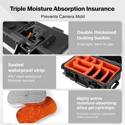 STARTRC VCR Rolling Camera Case 22.7" Waterproof Travel Drone Photo Kit Hard Case with Padded Dividers and Wheels Dustproof/Impact Resistant,Allowed on Board 22.7” x13.8” x 8.07” Black