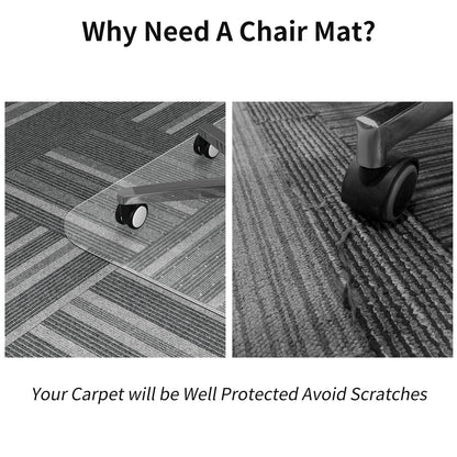 WASJOYE Office Chair Mat for Carpet, Desk Chair Mat for Carpet, Thick Computer Chair Mat with Non-Slip Studded for Home and Office Low Pile Carpet, 48" x 60"