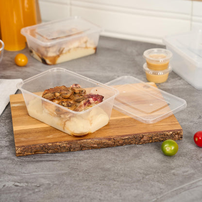 Restaurantware Plastic Containers 300 Pack of 34 oz with Lid Rectangular Clear Food Storage Containers Microwavable Stackable Lightweight Meal Prep Boxes for Take Out