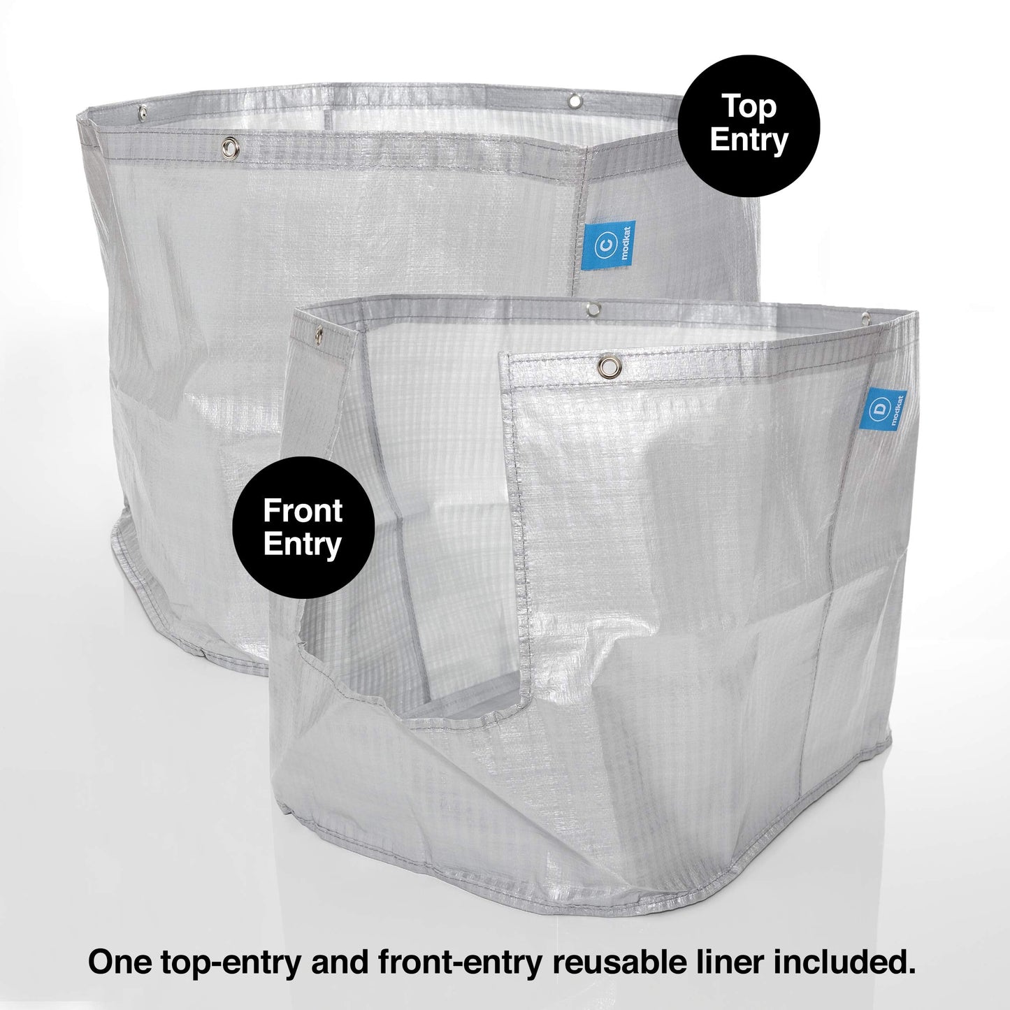 Modkat® XL Litter Box, Top or Front-Entry Configurable, Full Height Seamless Base, Reusable Litter Liners, Sifting Litter Scoop, 2X Bamboo Charcoal Filters - Gray