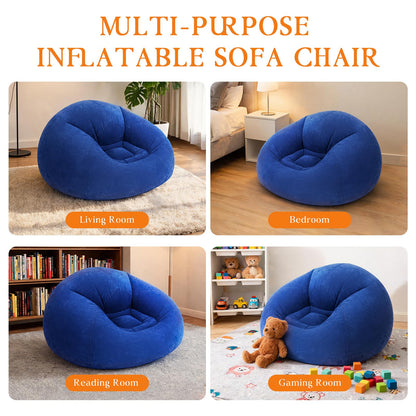 Sel Natural 6 Pcs Inflatable Bean Bag Chairs with Electric Air Pump Inflatable Chairs Blow up Couch Folding Portable Inflatable Lazy Sofa for Movie Night Living Room Outdoor Camping (6, Royal Blue)