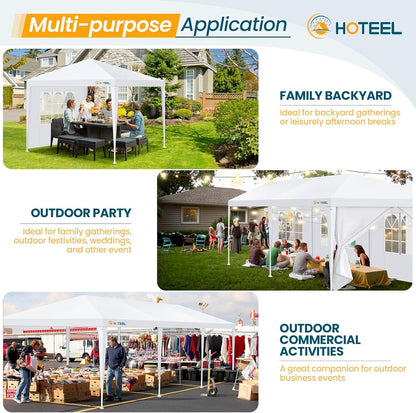 HOTEEL 10x30FT Party Tent with 8 Removable Sidewalls for Parties Carpas para Fiestas, Weddings, BBQ, Waterproof Outdoor Event Canopy, Patio Camping Gazebo, White
