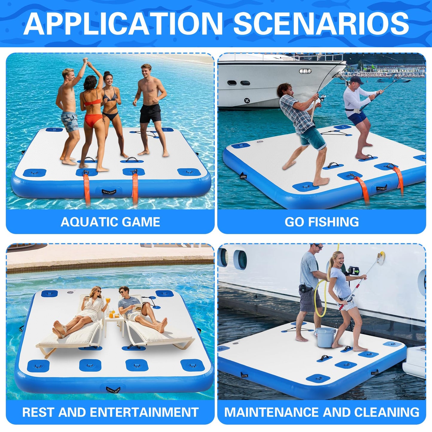 Inflatable Floating Dock Air Dock Platform, 6ft Non-Slip Floating Island Raft Water Mat, Lake Floats for Adults, Pool Beach Ocean
