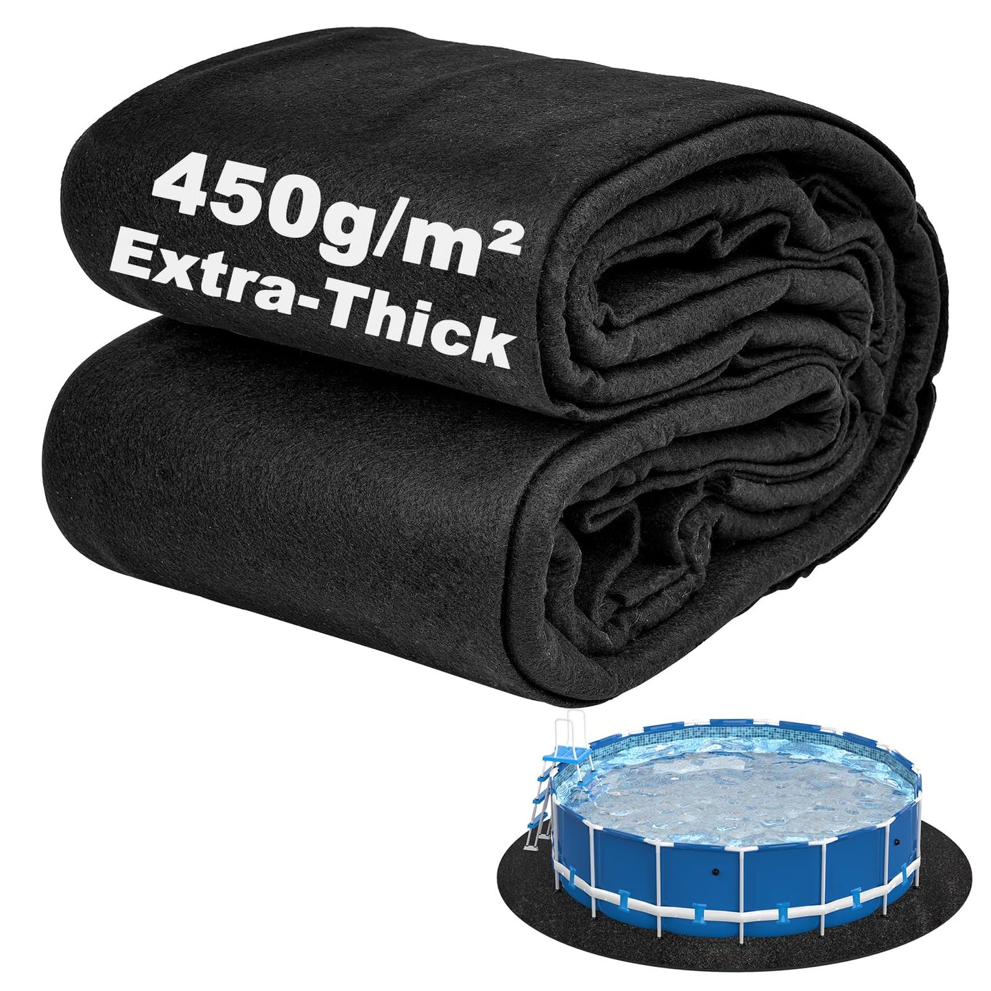 Abimars Pool Liner Pad for Above Ground Pools, 21 FT Round Extra-Thick Pool Mat, Seamless Comfort Underfoot, Puncture-Resistant Industrial-Grade Black Synthetic Fiber Pad