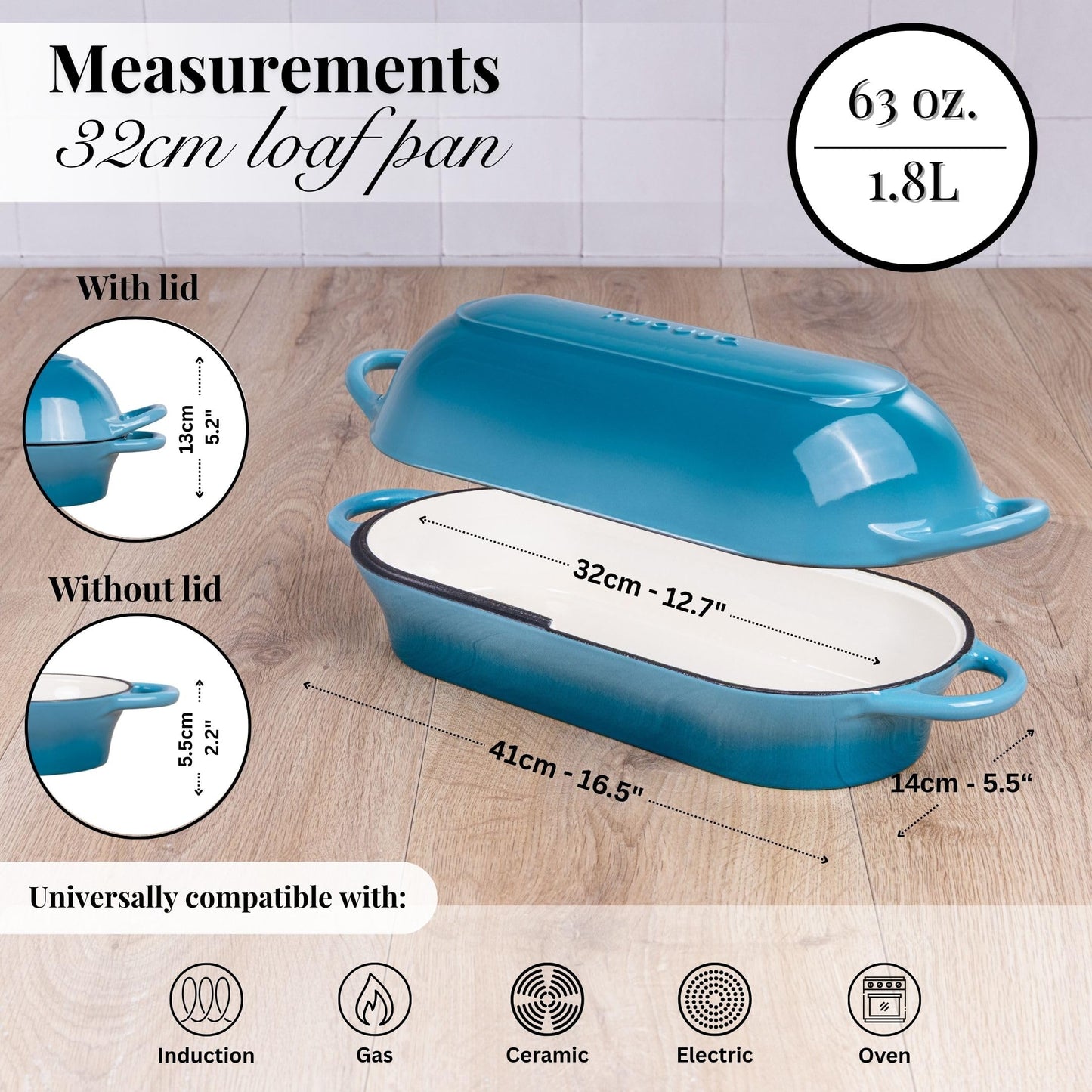 Nuovva Enamelled Cast Iron Cookware Bundle – Dutch Oven Pot with Lid, Casserole Dish & Bread Loaf Pan – Premium Ovenproof Cookware Set for Baking, Roasting & Everyday Cooking