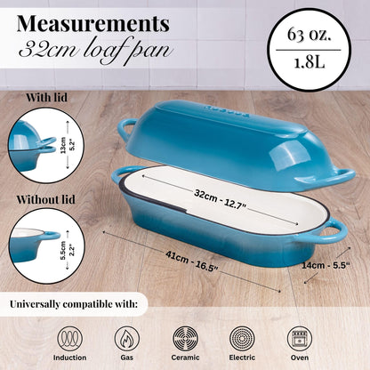 Nuovva Enamelled Cast Iron Cookware Bundle – Dutch Oven Pot with Lid, Casserole Dish & Bread Loaf Pan – Premium Ovenproof Cookware Set for Baking, Roasting & Everyday Cooking