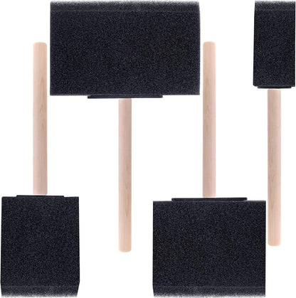 Skiennix Foam Paint Brushes - 4-Piece Set with Wood Handles for Detail, Staining & DIY Crafts | 1"-4" Sizes