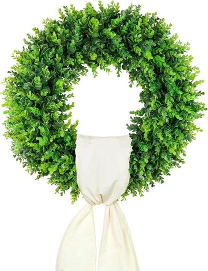 DDHS 20'' Boxwood Wreath - Artificial Spring Decor for Front Door | Year-Round Indoor & Outdoor Use