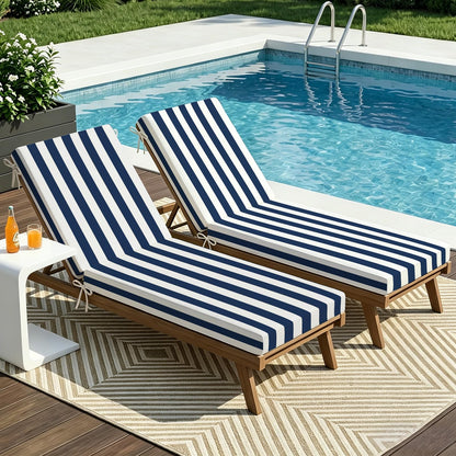 Folding Long Bench Cushion – Outdoor Cushioned Foam Pad for Pool, Patio, Beach, Lawn & Camping | Thick Padding, Lightweight & Easy to Store | Versatile Lounge Mat (2, Blue White Stripe（72X21X3in）)