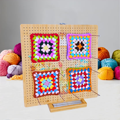 16"x16" Foldable Crochet Blocking Board with 36 Pcs Stainless Steel Rods, Floral Pattern Large Blocking Boards for Crochet Projects, Bamboo Granny Square Blocking Boards Gifts for Crochets Enthusiasts