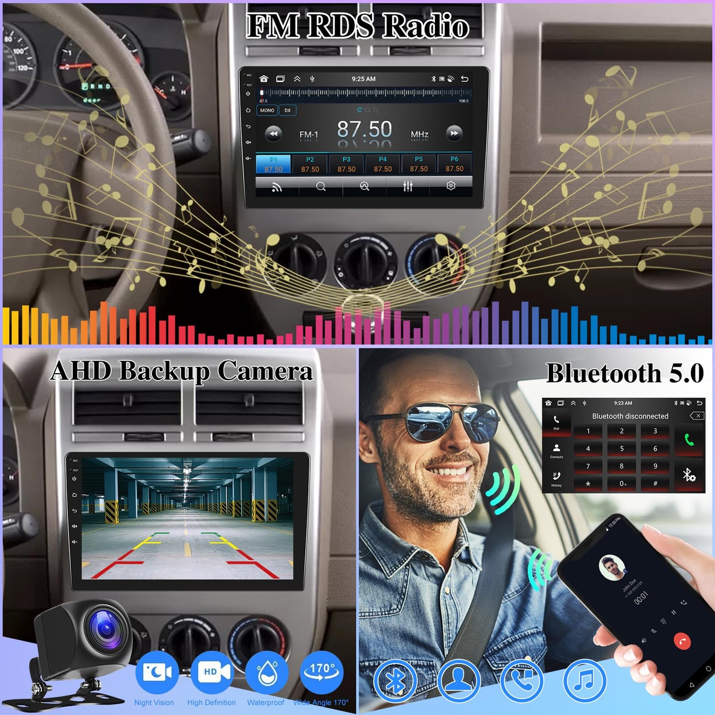 [8 Core 4G+64G] Android Car Radio for Jeep Compass Patriot 2007 2008 2009-10.1 inch Touch Screen Car Play Stereo, DSP 32 EQ Audio/IPS Screen/Carplay/Android Auto/SWC/BT 5.0/WiFi