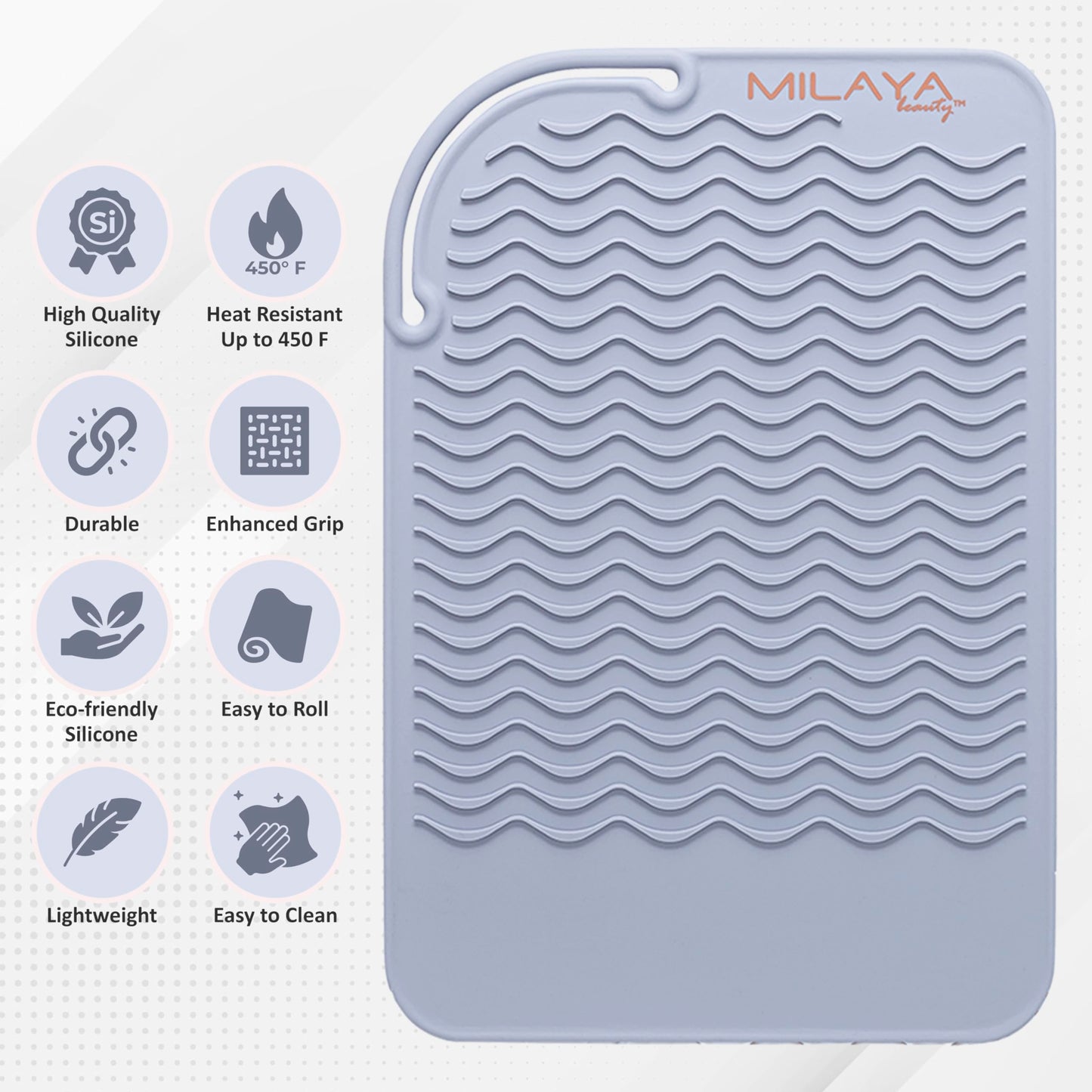 Heat Resistant Mat - Curling Iron Holder - Straightener pad - Flat Iron Holder - Silicone Mat for Hair Tools - Hot Tool Mat - Salon Tools - Hot Iron Holster - Vanity Mat - Vanity Accessories for Women