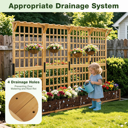 Aoxun 72" Raised Garden Bed with Trellis, Wood Planter Container with Hanging Roof & Garden Boxes for Climbing Plants Flowers Vine (2 piece)