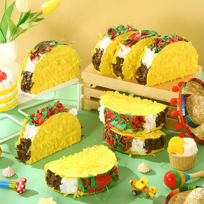 Harrycle 24 Pcs Mini Taco Piñatas for Cinco De Mayo Mexican Little Fiesta Taco Piñata Bulk for Mexican Carnivals Tuesday Event Party Favors, 5.9 x 3.9 x 1.6 Inches