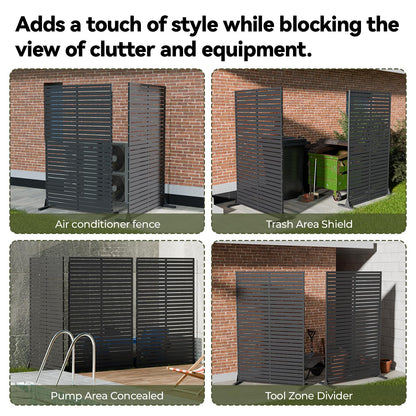 Diyfire Outdoor Privacy Screen 72" Decorative Fence Panel, Air Conditioner Fence, Freestanding Privacy Screens with Stand, Weather-Resistant Patio Divider Panel for Outside, Balcony, Pool, Black