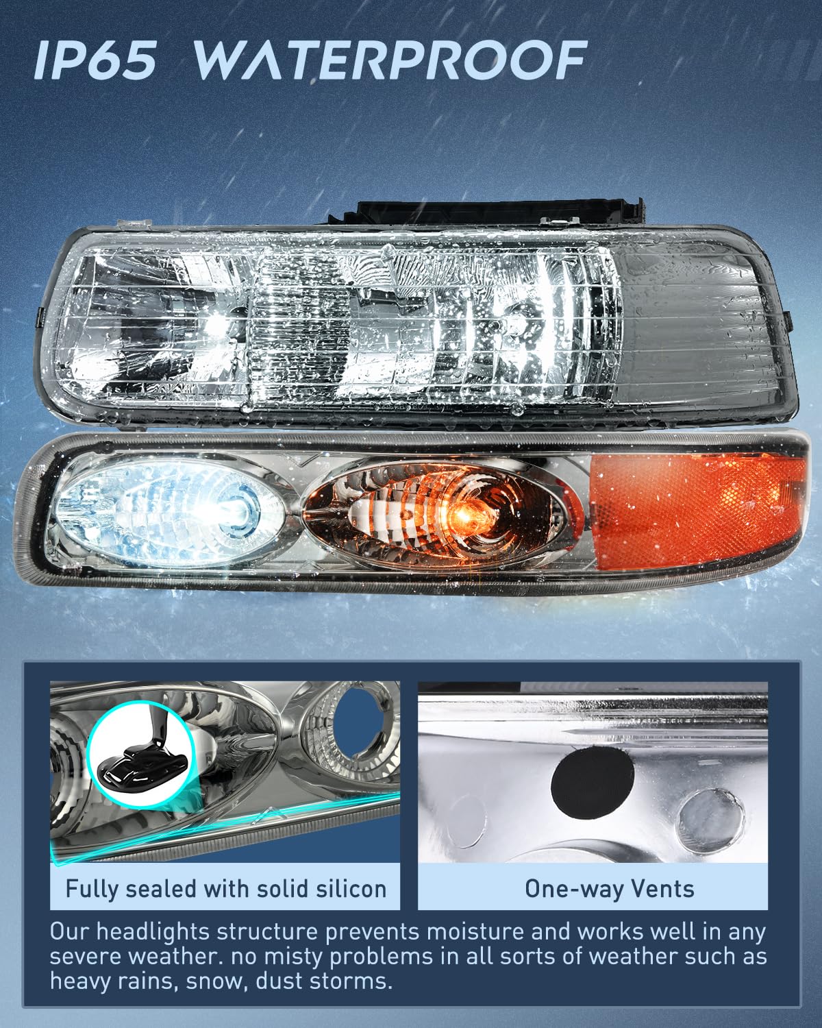 Nilight Headlight Assembly for 1999 2000 2001 2002 Chevy Silverado 1500 1500HD 2500 2500HD 3500 Chevrolet Tahoe Suburban Replacement Headlamp Housing Bumper Lights Set