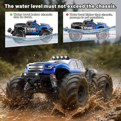 RC Cars 1:14 All Terrain Off-Road RC Truck 4WD Fast Remote Control Car 40 KM/H 4X4 Waterproof Monster Truck with 2×1300mAh Batteries Metal Shocks 6 LED Headlights RTR RC Vehicle