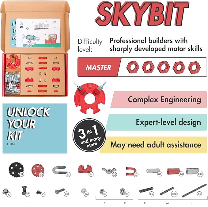 The Off Bits Build Your Own Helicopter Toy SkyBit Transport Educational Stem Building Toys for Boys and Girls 8–12 Stem Toys Engineering Kit Construction Toys Steam Easter Gift for Kids and Adults