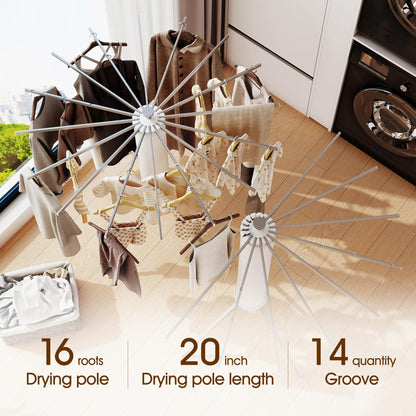 BOQORAD Tripod Clothes Drying Rack,Drying Rack Clothing Foldable,(16 Aluminium Poles),Standing Dry Racks,Laundry Drying Rack,Clothes Hanger Rack,Laundry Rack Folding,Collapsible,Retractable